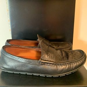 Gucci Black Monogram Drivers/Loafers